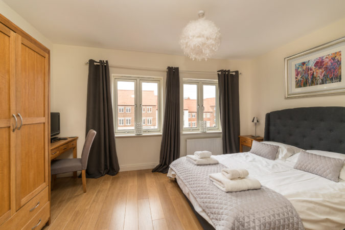 Abbey View House, Whitby. Master bedroom with en suite