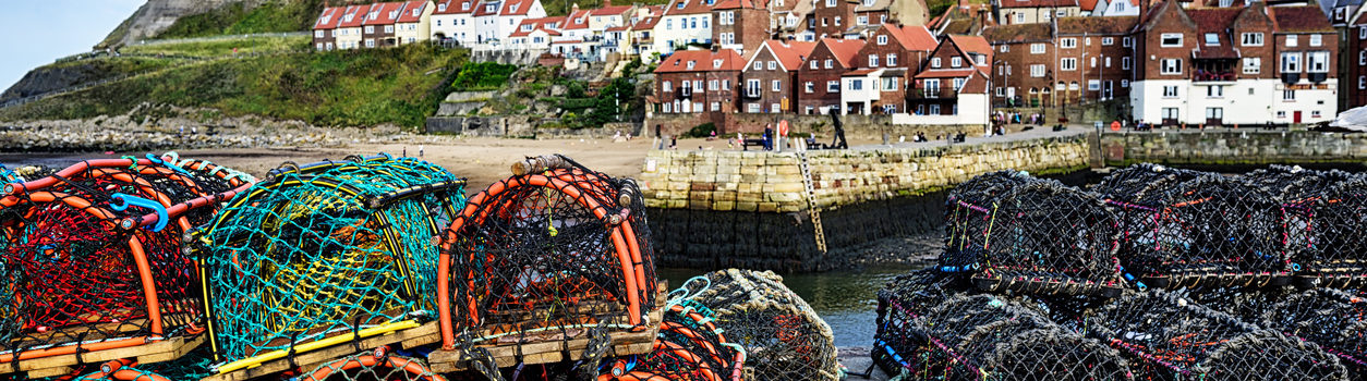 Crab pots at Whitby Quay, North Yorkshire, England