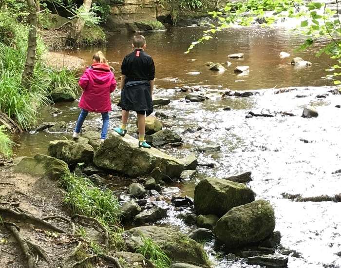 Exploring Falling Foss waterfall
