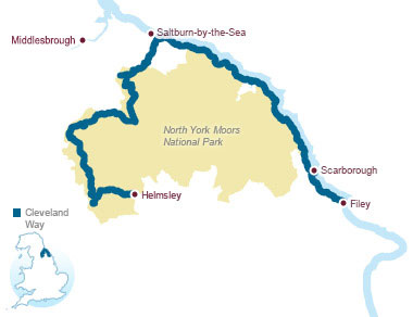 Cleveland Way Route Map The Cleveland Way - Shoreline Cottages