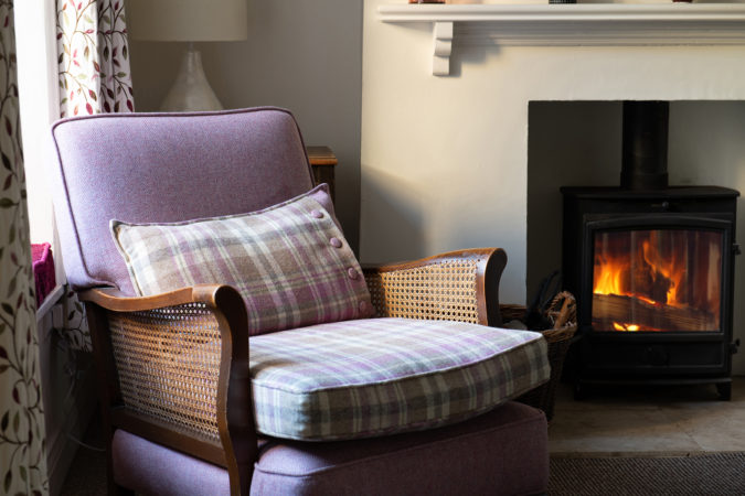 Warm and cosy in front of the log burning stove in winter months