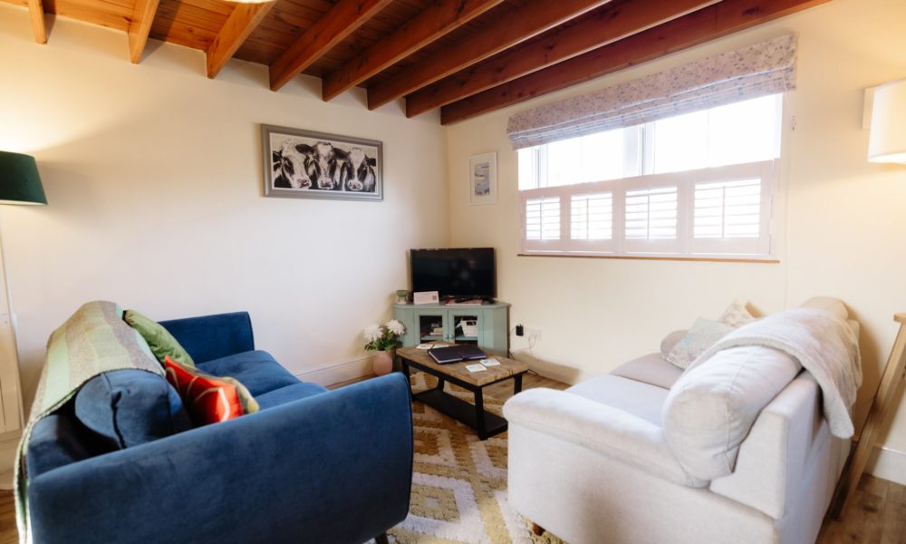 TV seating area at Pike Cottage