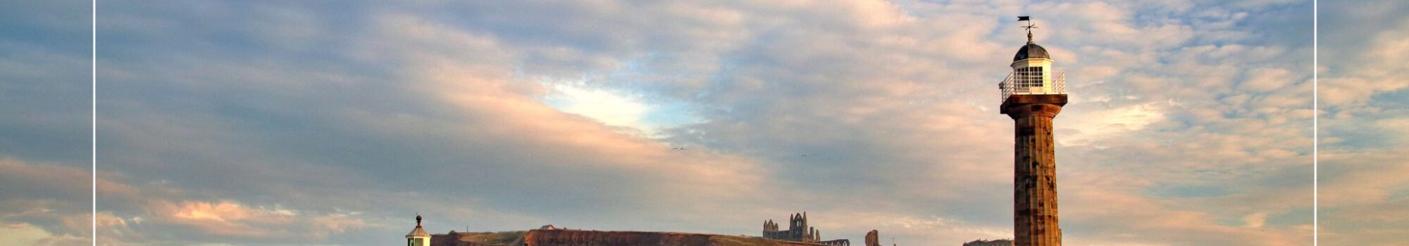 Whitby’s east and west piers with lighthouses at the harbour entrance